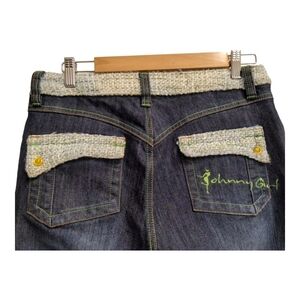 Johnny Girl y2k knit trim straight leg jeans size 8/9